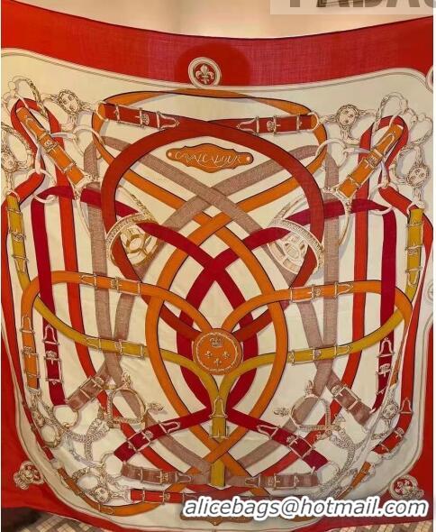 Top Design Hermes Silk & Cashmere Square Scarf 140x140cm H62418 Orange 2022