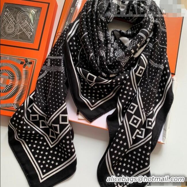 Most Popular Hermes Cashmere Silk Scarf Shawl 140x140cm 0726 Black 2022