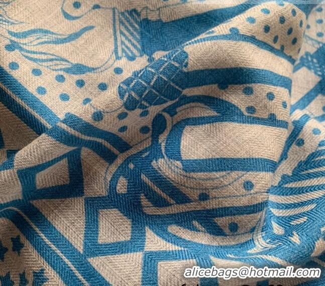 Affordable Price Hermes Cashmere Silk Scarf Shawl 140x140cm 0726 Blue 2022