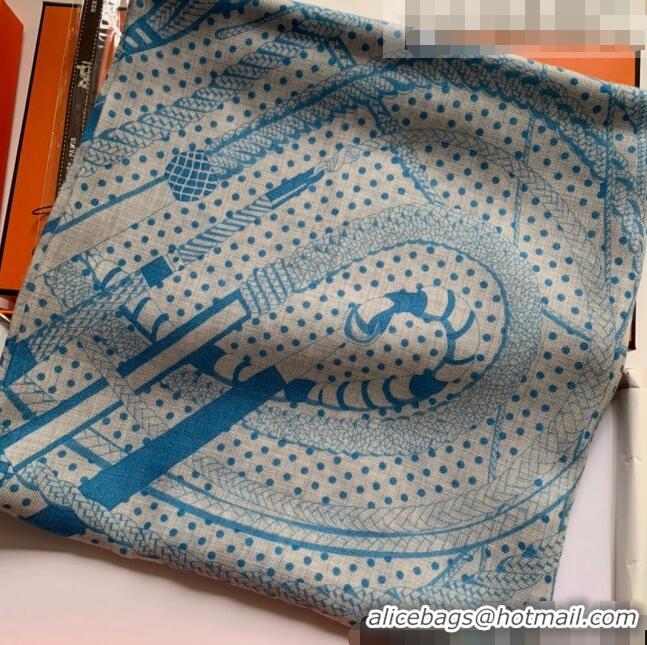 Affordable Price Hermes Cashmere Silk Scarf Shawl 140x140cm 0726 Blue 2022