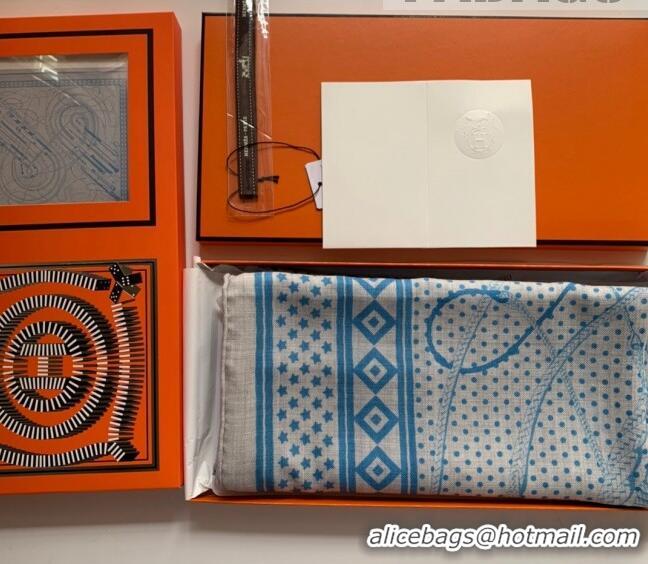 Affordable Price Hermes Cashmere Silk Scarf Shawl 140x140cm 0726 Blue 2022