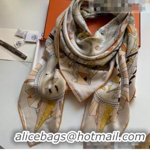 Grade Cheap Hermes Cashmere Silk Scarf Shawl 140x140cm 0726 Light Beige 2022