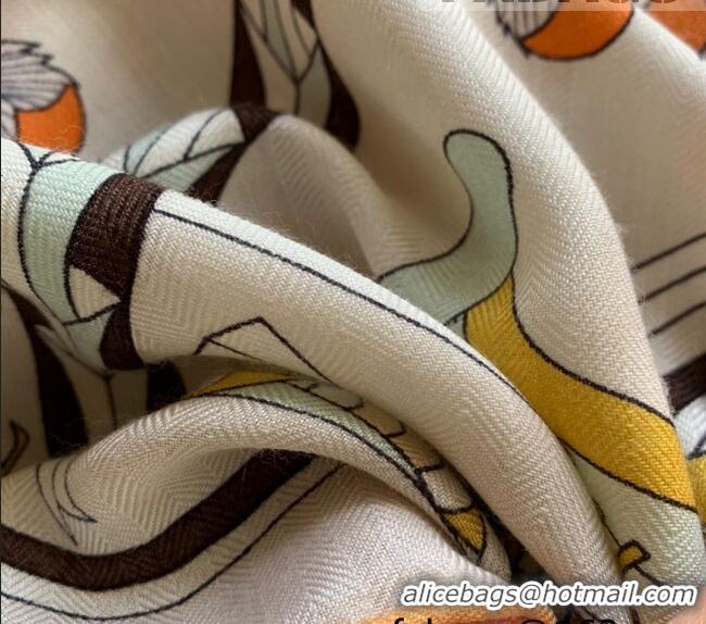 Grade Cheap Hermes Cashmere Silk Scarf Shawl 140x140cm 0726 Light Beige 2022