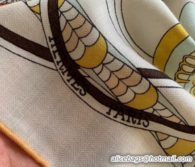 Grade Cheap Hermes Cashmere Silk Scarf Shawl 140x140cm 0726 Light Beige 2022