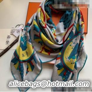 Top Quality Hermes Cashmere Silk Scarf Shawl 140x140cm 0726 Blue 2022