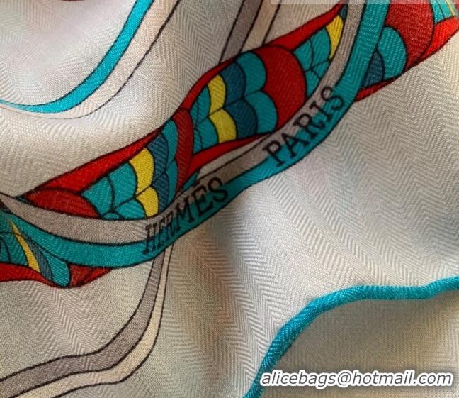 Top Quality Hermes Cashmere Silk Scarf Shawl 140x140cm 0726 Blue 2022