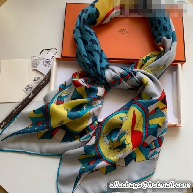 Top Quality Hermes Cashmere Silk Scarf Shawl 140x140cm 0726 Blue 2022