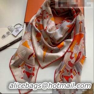 Promotional Hermes Cashmere Silk Scarf Shawl 140x140cm H0726 Orange 2022