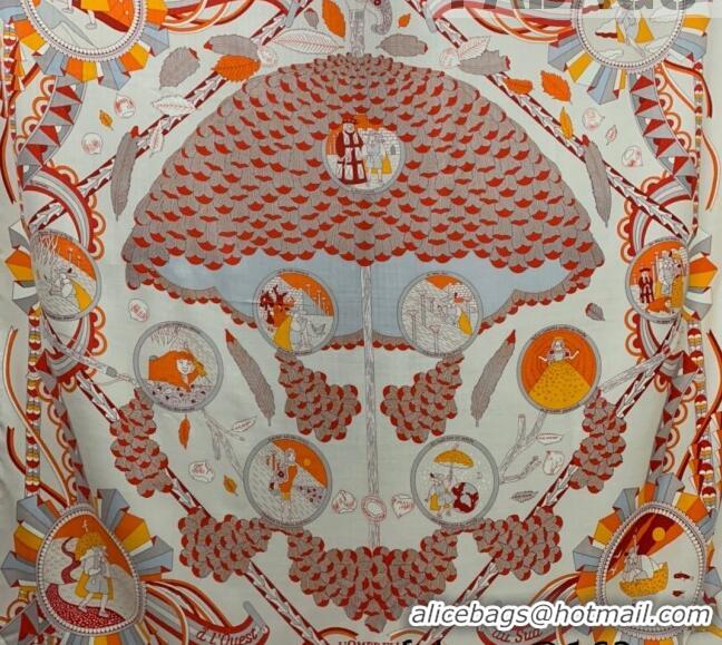 Promotional Hermes Cashmere Silk Scarf Shawl 140x140cm H0726 Orange 2022