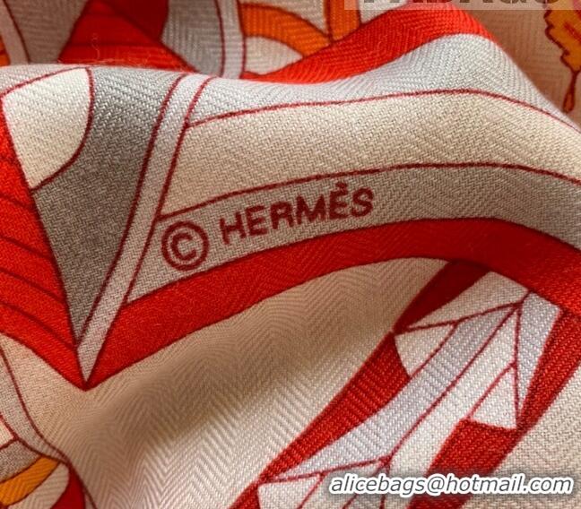 Promotional Hermes Cashmere Silk Scarf Shawl 140x140cm H0726 Orange 2022