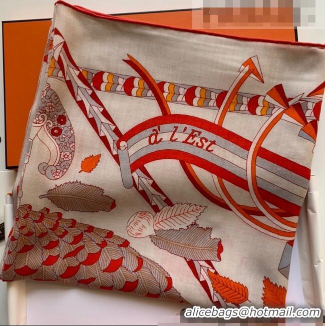 Promotional Hermes Cashmere Silk Scarf Shawl 140x140cm H0726 Orange 2022