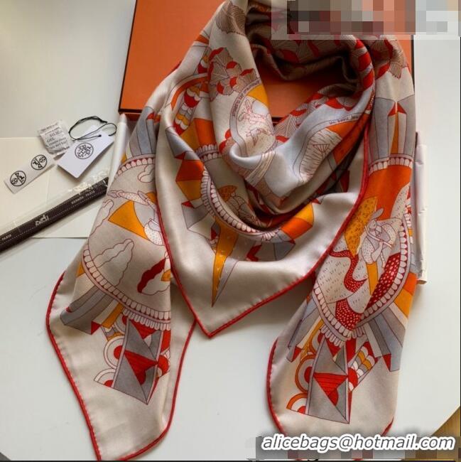 Promotional Hermes Cashmere Silk Scarf Shawl 140x140cm H0726 Orange 2022