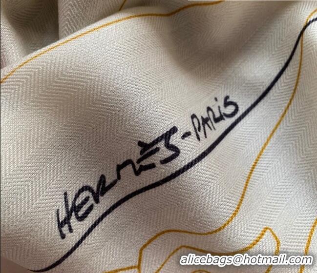 Good Taste Hermes Cashmere Silk Scarf Shawl 140x140cm H0726 Black/White 2022