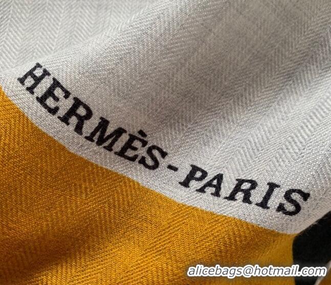 Classic Hermes Cashmere Silk Scarf Shawl 140x140cm H0726 Grey 2022