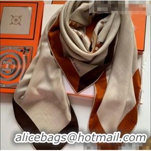 Top Quality Hermes Cashmere Silk Scarf Shawl 140x140cm H0726 Light Apricot 2022