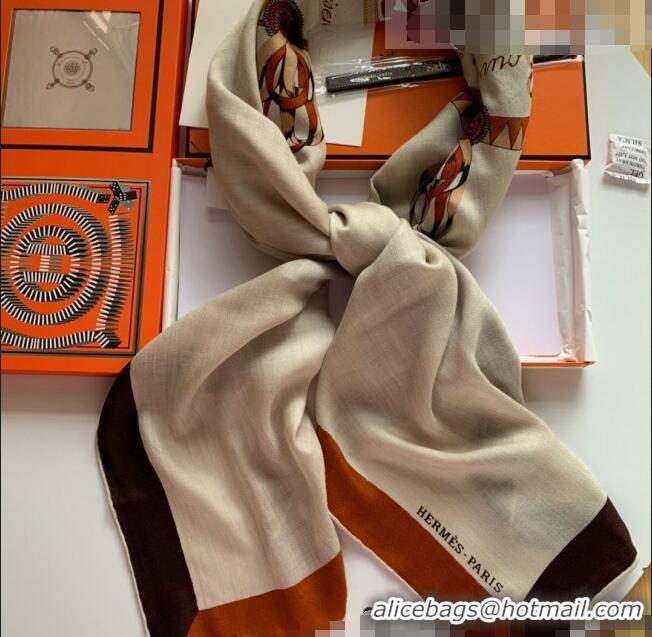 Top Quality Hermes Cashmere Silk Scarf Shawl 140x140cm H0726 Light Apricot 2022