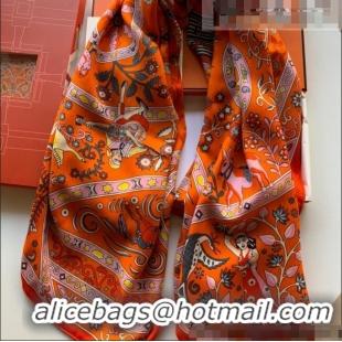 Pretty Style Hermes Cashmere Silk Scarf Shawl 140x140cm 07260 Orange 2022