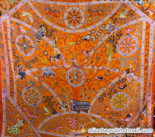 Pretty Style Hermes Cashmere Silk Scarf Shawl 140x140cm 07260 Orange 2022