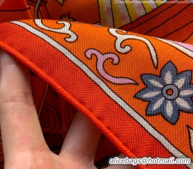 Pretty Style Hermes Cashmere Silk Scarf Shawl 140x140cm 07260 Orange 2022