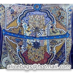 Stylish Hermes Cashmere Silk Scarf Shawl 140x140cm 07260 Blue 2022