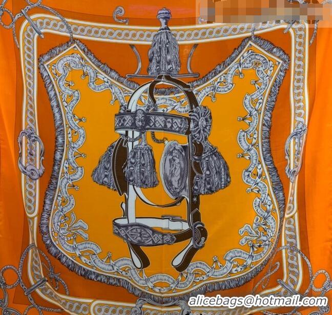 Popular Style Hermes Cashmere Silk Scarf Shawl 140x140cm 07260 Orange 2022