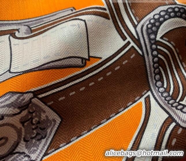 Popular Style Hermes Cashmere Silk Scarf Shawl 140x140cm 07260 Orange 2022