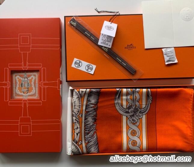 Popular Style Hermes Cashmere Silk Scarf Shawl 140x140cm 07260 Orange 2022