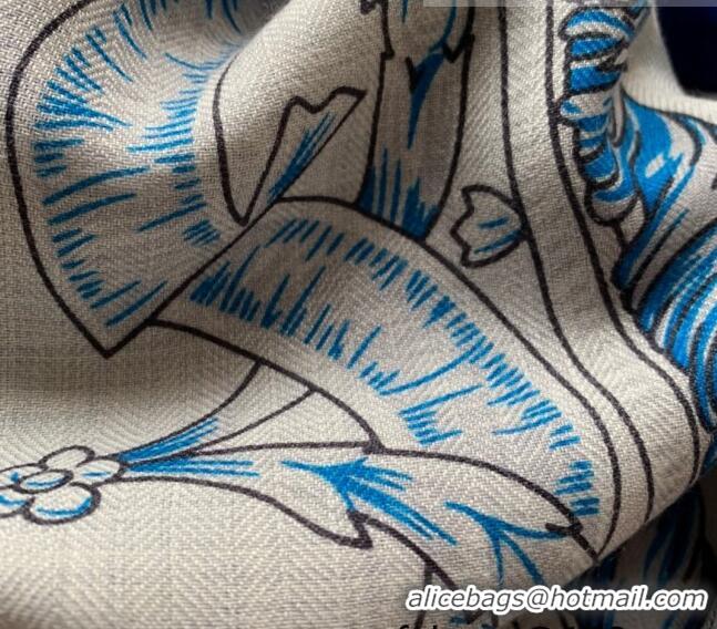 New Style Hermes Cashmere Silk Scarf Shawl 140x140cm 07260 Blue 2022