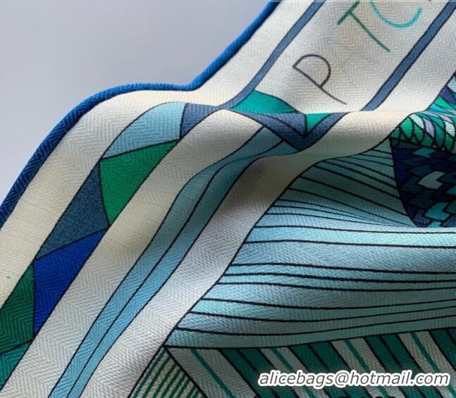 Top Design Hermes Cashmere Silk Scarf Shawl 140x140cm HC0726 Blue 2022