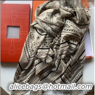 Market Sells Hermes Cashmere Silk Scarf Shawl 140x140cm HC0726 Apricot 2022