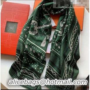 Luxury Grade Hermes Cashmere Silk Scarf Shawl 140x140cm HC0726 Green 2022