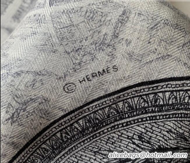 Good Product Hermes Cashmere Silk Scarf Shawl 140x140cm HC0726 Grey 2022