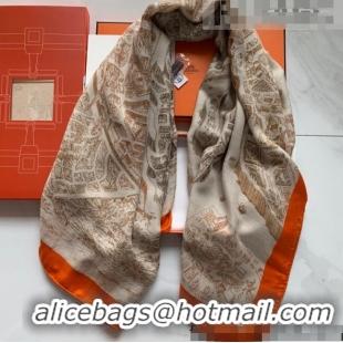 Popular Style Hermes Cashmere Silk Scarf Shawl 140x140cm HC0727 Orange 2022