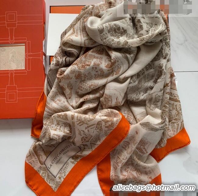 Popular Style Hermes Cashmere Silk Scarf Shawl 140x140cm HC0727 Orange 2022