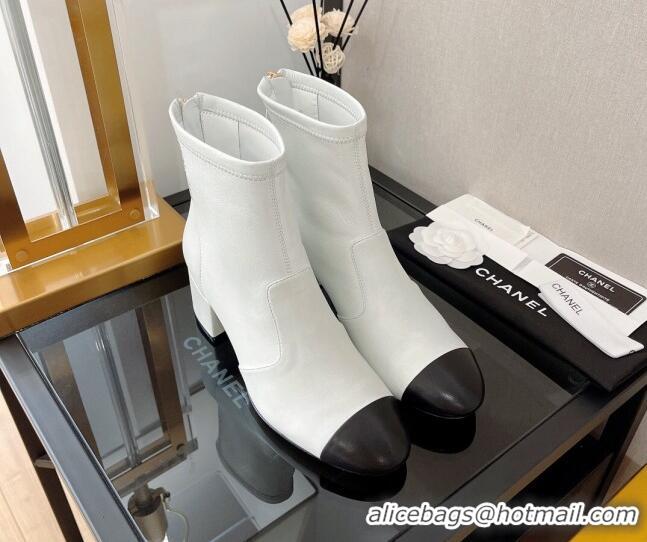 Cheap Price Chanel Stretch Lambskin Ankle Boots 5cm G39160 White