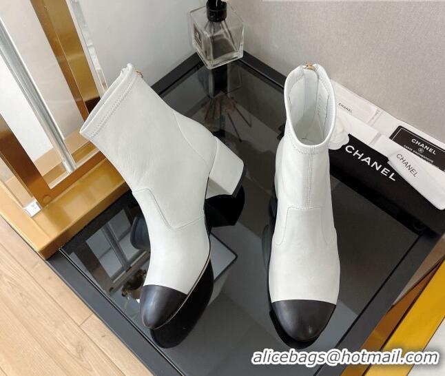 Cheap Price Chanel Stretch Lambskin Ankle Boots 5cm G39160 White