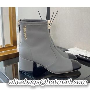 Luxurious Chanel Stretch Lambskin Ankle Boots 5cm G39160 Gray