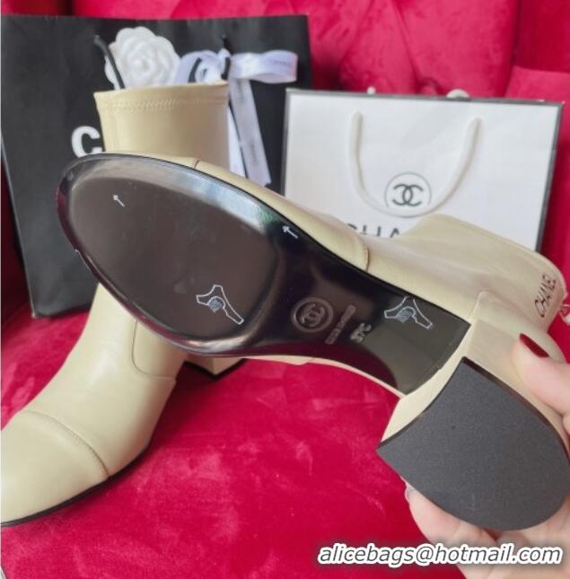 Best Product Chanel Stretch Lambskin Ankle Boots 5cm G39160 Apricot