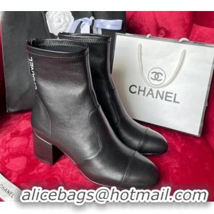 Luxury Chanel Stretch Lambskin Ankle Boots 5cm G39160 Black