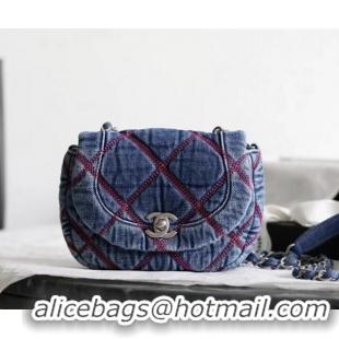 Good Product Chanel Coco Beach Denim Mini Messenger bag AS0951 Blue 2022