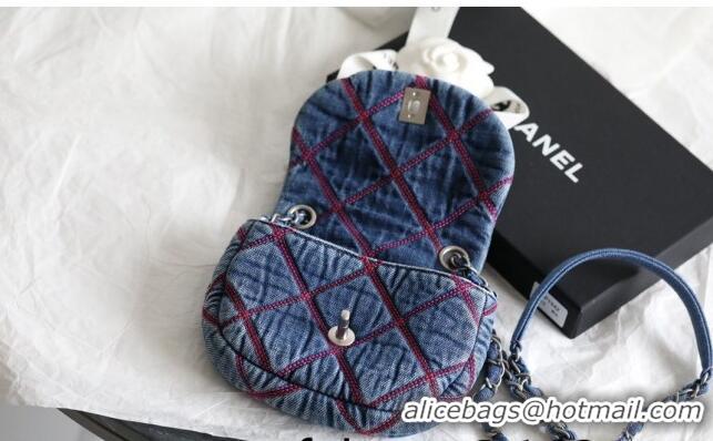 Good Product Chanel Coco Beach Denim Mini Messenger bag AS0951 Blue 2022