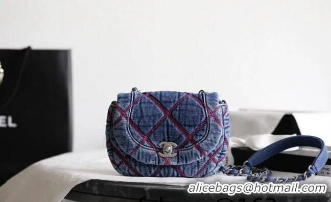 Good Product Chanel Coco Beach Denim Mini Messenger bag AS0951 Blue 2022