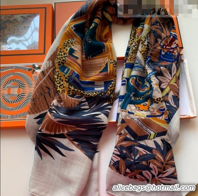 Good Looking Hermes Leopards Cashmere Silk Scarf Shawl 140x140cm HC0728 Grey 2022