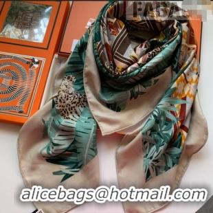 Well Crafted Hermes Leopards Cashmere Silk Scarf Shawl 140x140cm HC0728 Green 2022