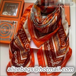 Youthful Hermes Bandana Cashmere Silk Scarf Shawl 140x140cm HC0728 Orange 2022