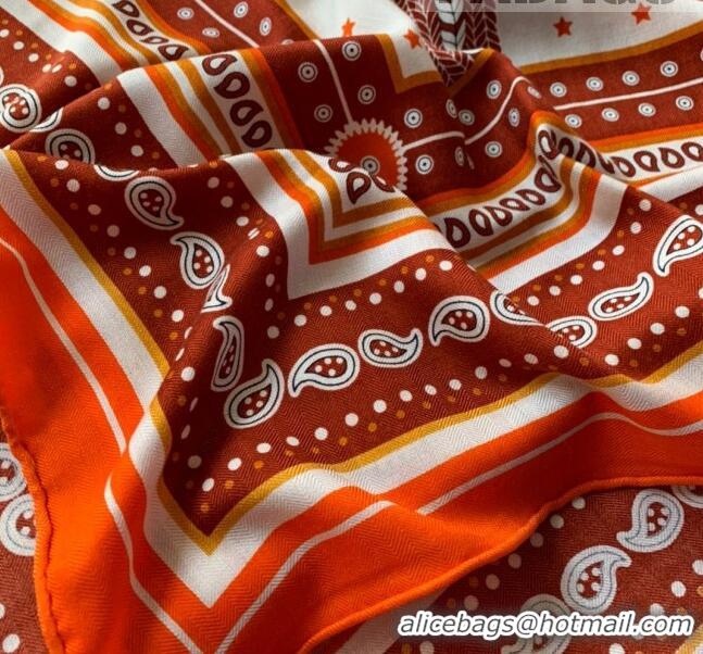 Youthful Hermes Bandana Cashmere Silk Scarf Shawl 140x140cm HC0728 Orange 2022