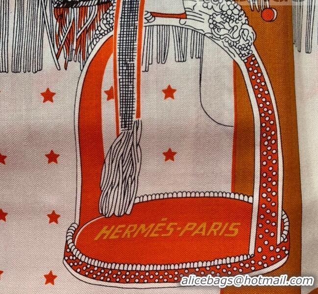 Youthful Hermes Bandana Cashmere Silk Scarf Shawl 140x140cm HC0728 Orange 2022