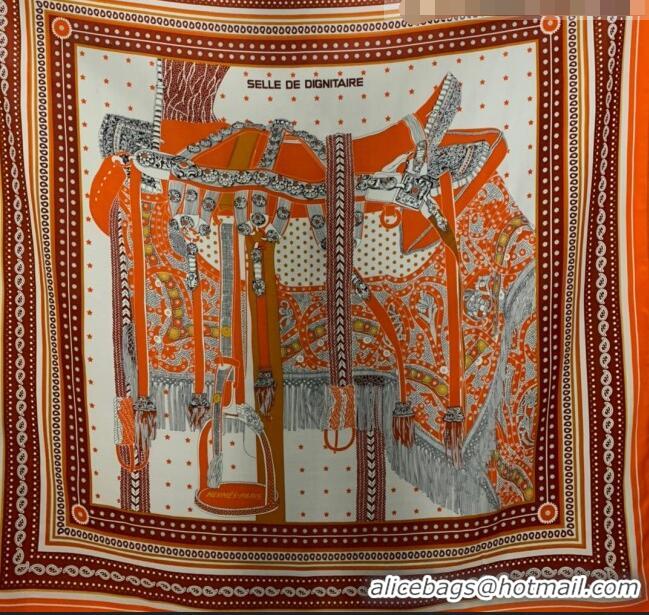 Youthful Hermes Bandana Cashmere Silk Scarf Shawl 140x140cm HC0728 Orange 2022