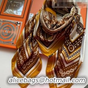 Top Quality Hermes Bandana Cashmere Silk Scarf Shawl 140x140cm HC0728 Yellow 2022