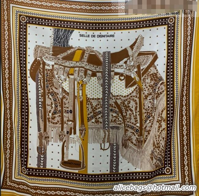 Top Quality Hermes Bandana Cashmere Silk Scarf Shawl 140x140cm HC0728 Yellow 2022